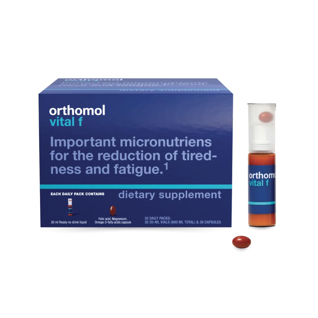 Orthomol Vital F frente del pack mostrando formato de 30 días y conveniencia