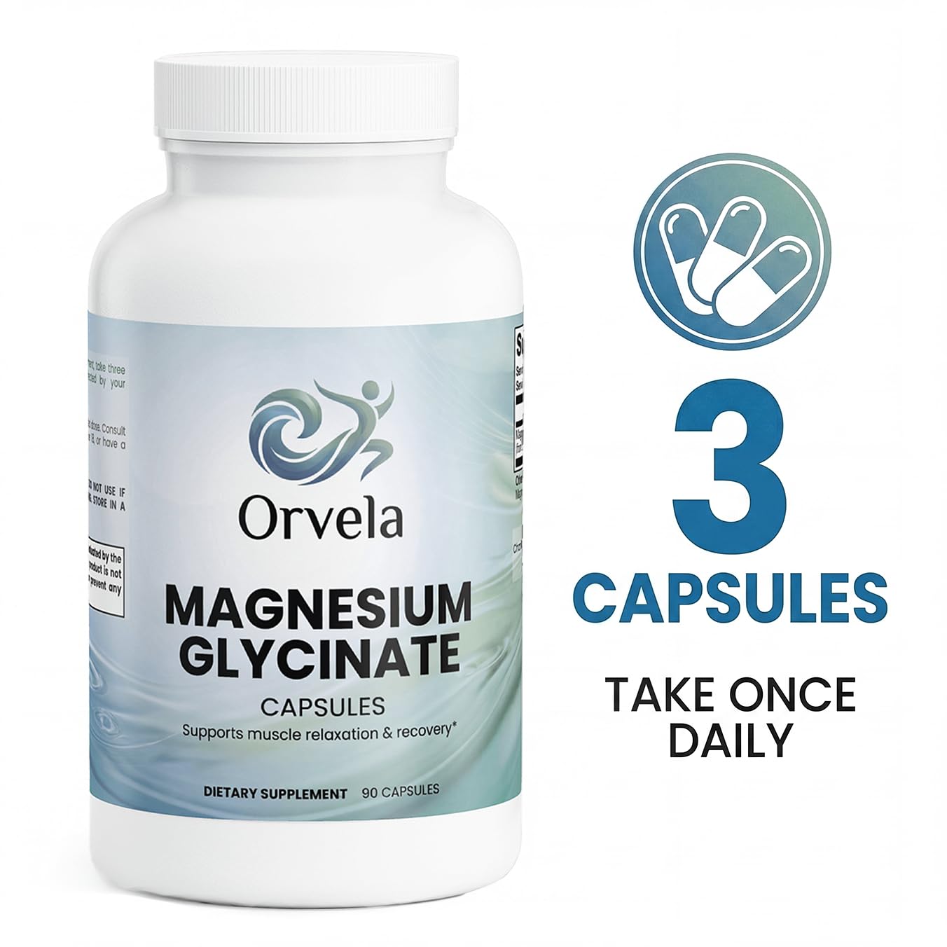 Orvela primer plano de cápsula para apreciar textura y tamaño, beneficio: fácil de tragar