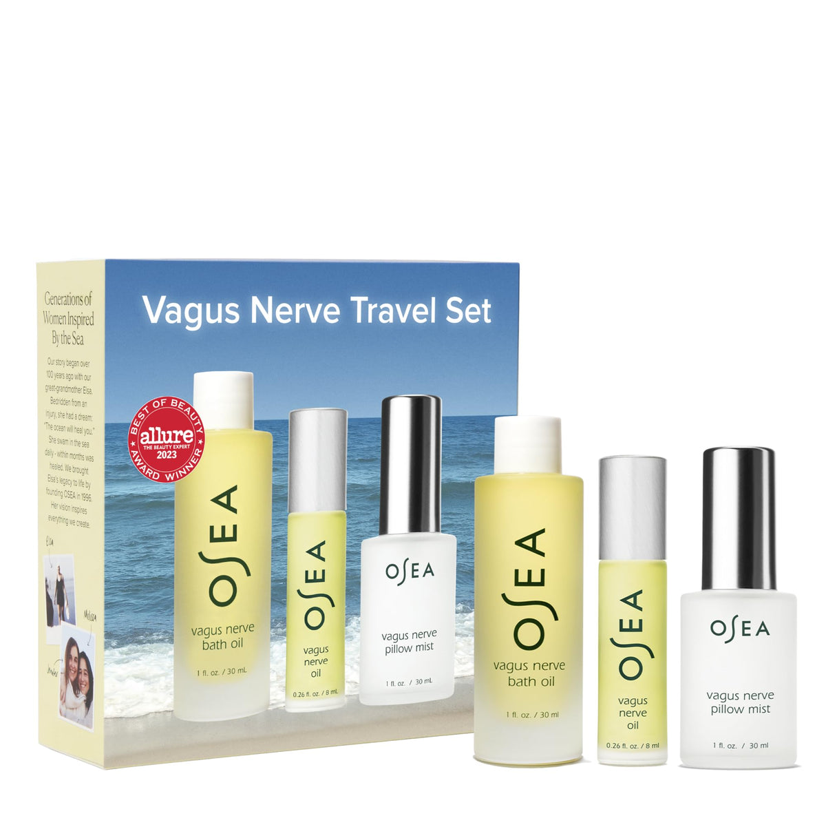 OSEA estuche frontal del set Vagus Nerve, presentación de regalo y conveniencia