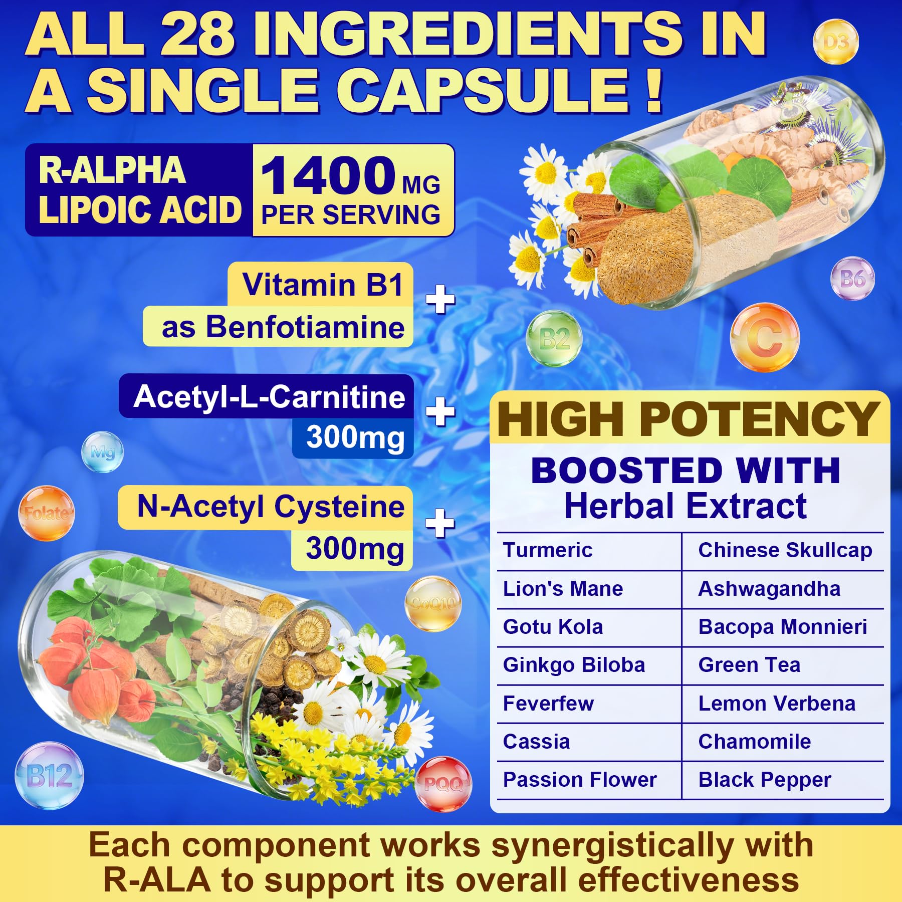 Ossual ingredientes clave en mesa subrayando mezcla 28 en 1