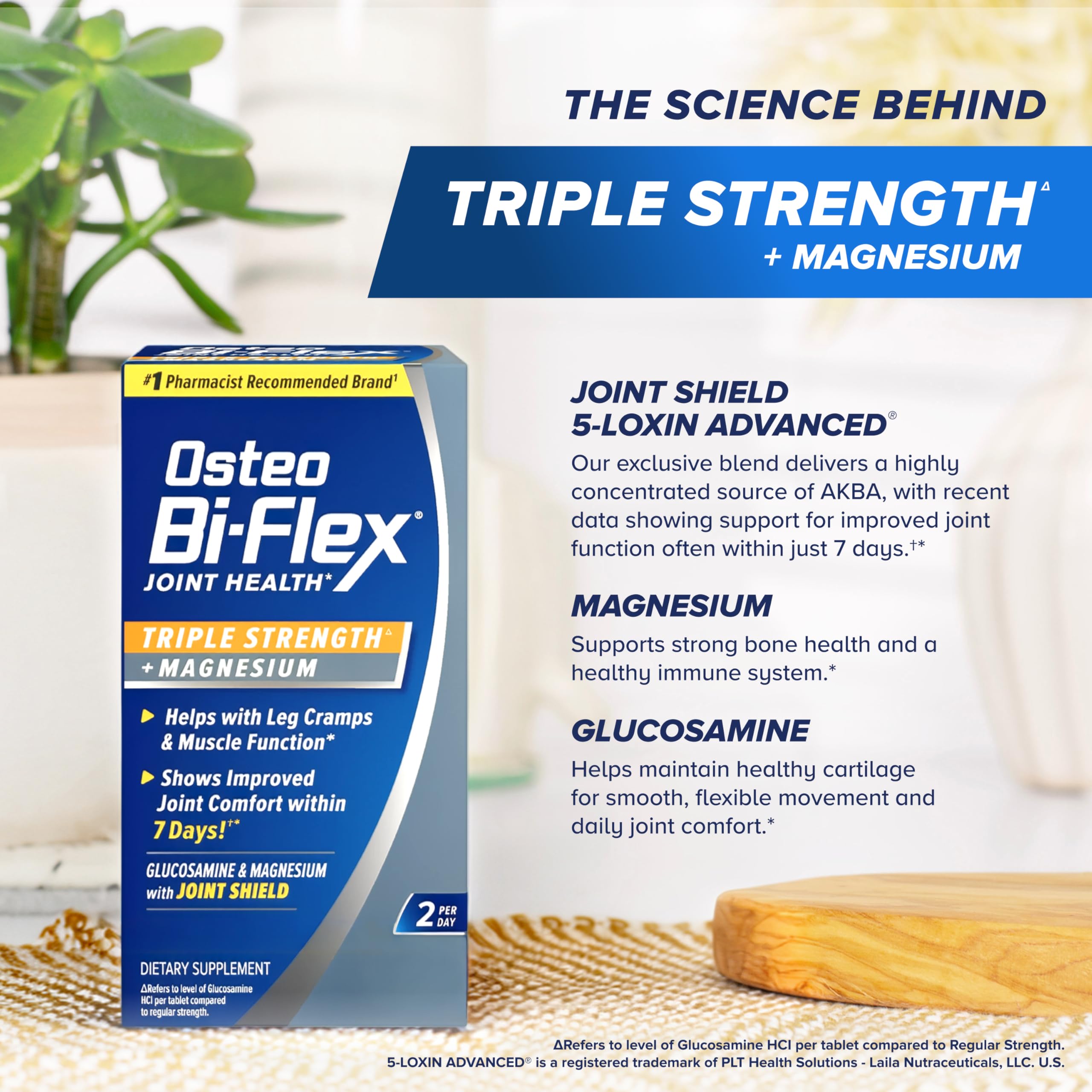 Etiqueta de Osteo Bi-Flex mostrando ingredientes clave y 5-Loxin Advanced