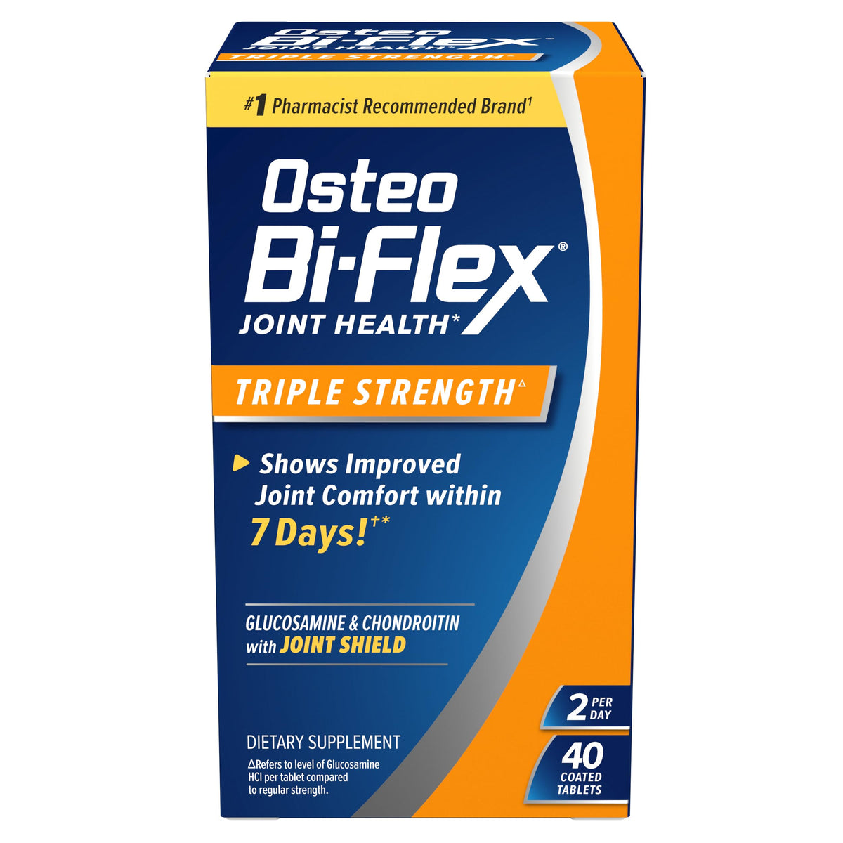Osteo Bi-Flex frente del empaque mostrando beneficios para movilidad