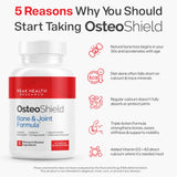 OsteoShield caja abierta y cápsulas organizadas mostrando el contenido