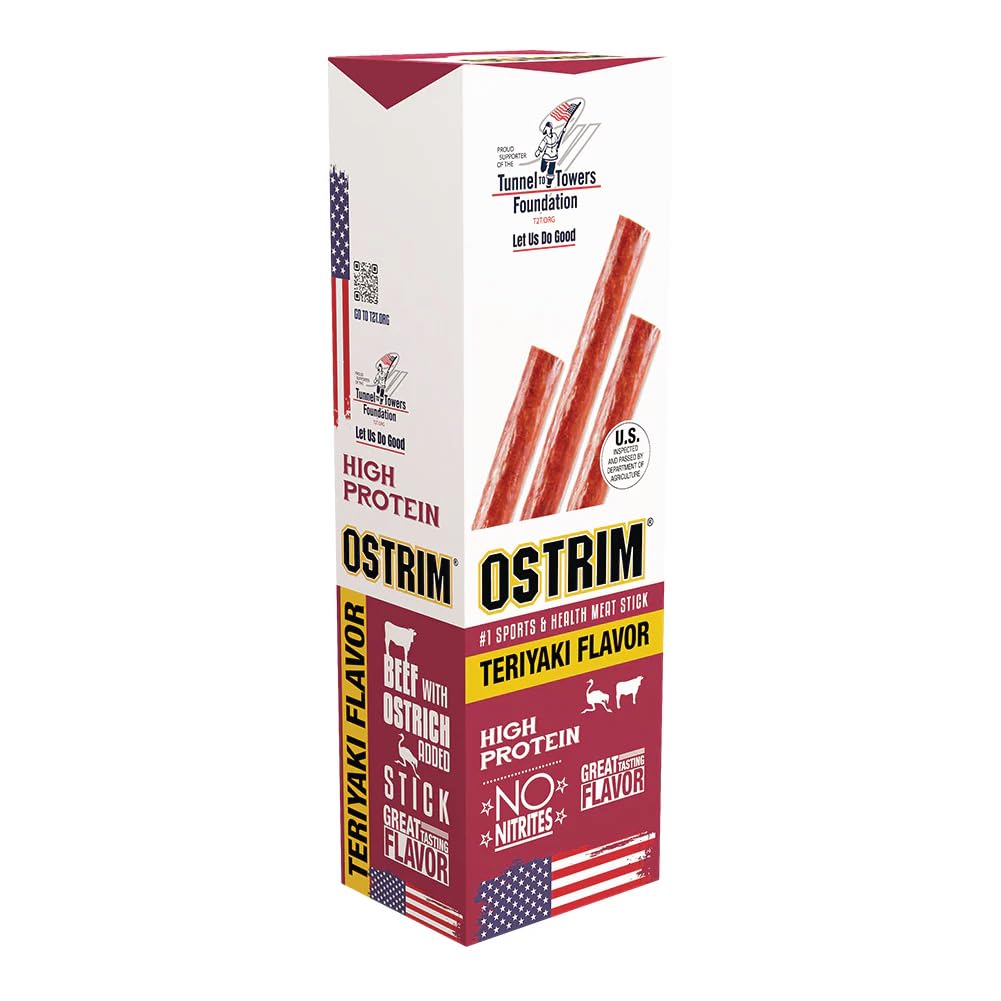 Ostrim palito frontal del empaque mostrando conveniencia y porción
