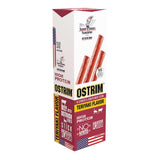 Ostrim palito frontal del empaque mostrando conveniencia y porción