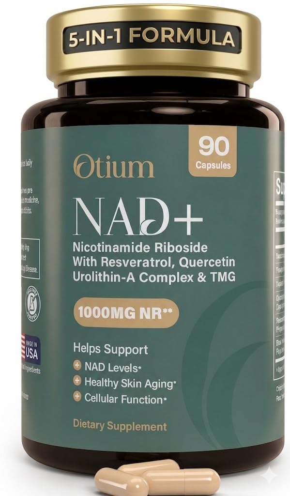 Otium envase frontal NAD+ mostrando diseño y beneficios visibles