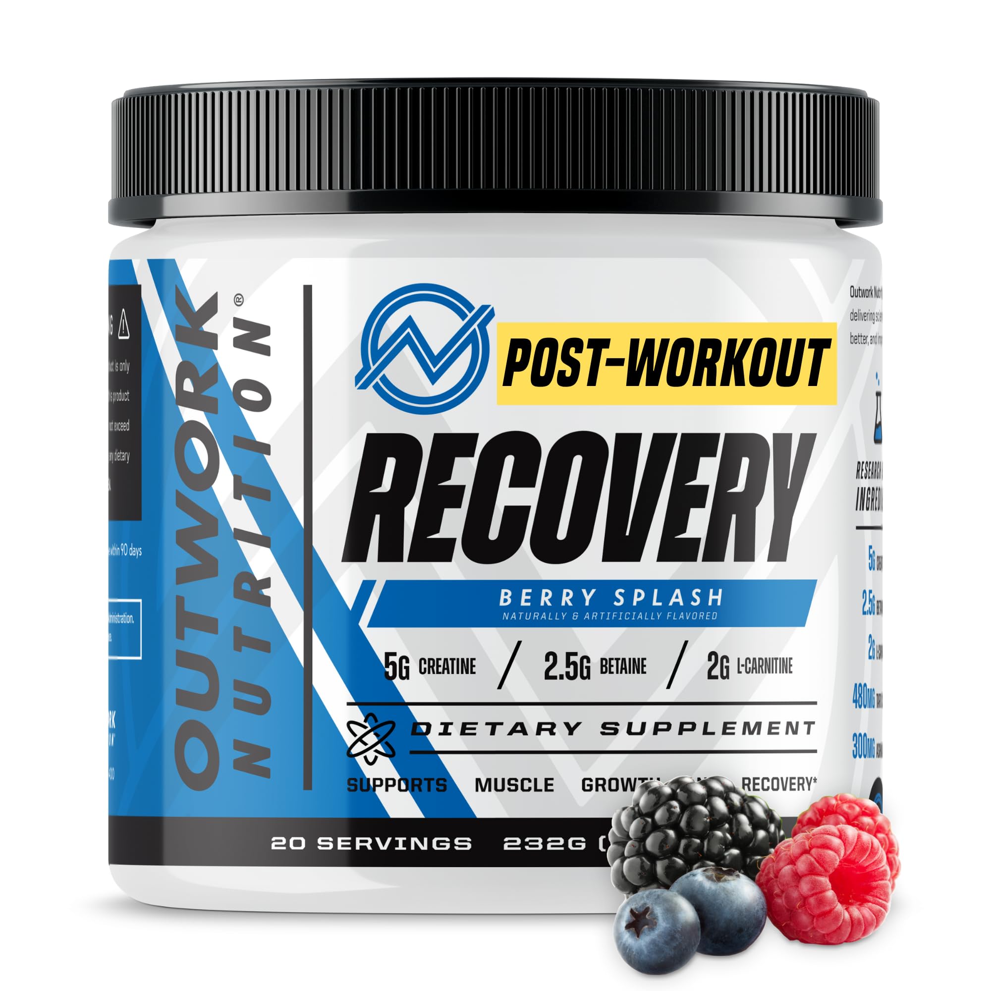 Outwork Nutrition frente del envase mostrando diseño y sabor Berry Splash