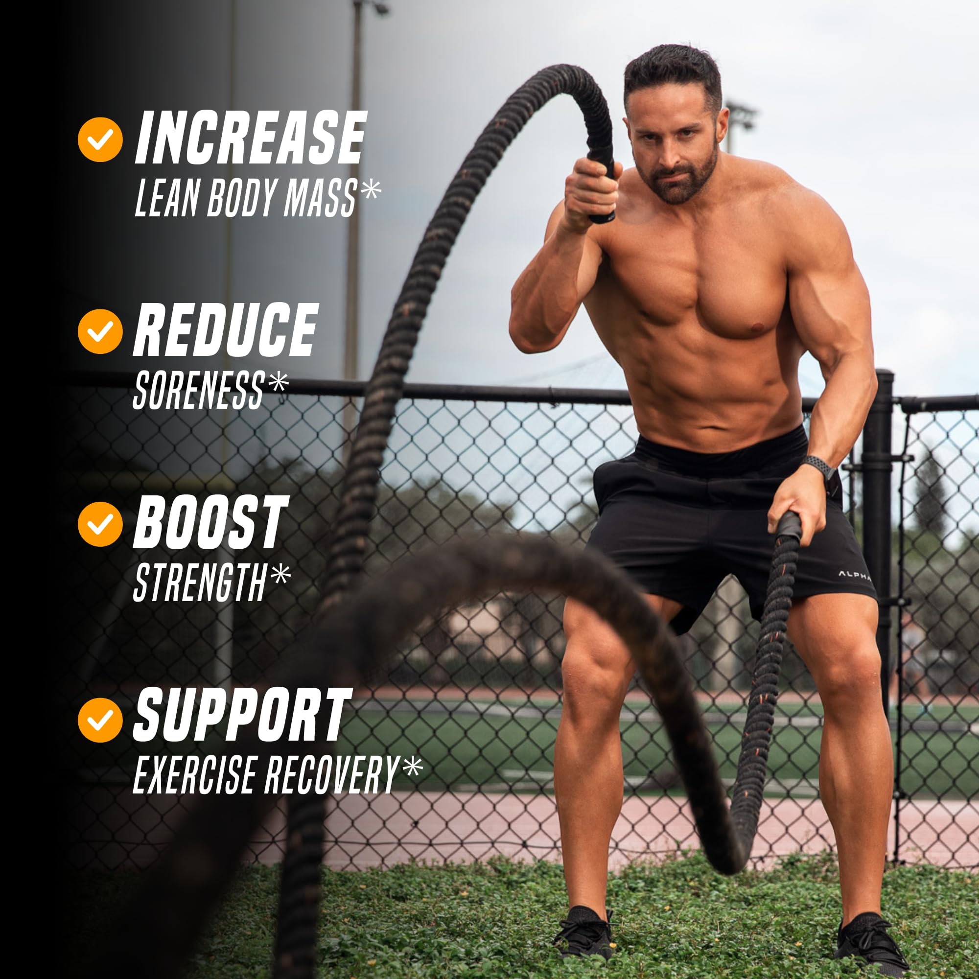 Textura del polvo naranja Outwork Nutrition lista para mezclar, fácil disolución