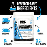 Outwork Nutrition vaso con preworkout azul listo para entrenar y energía