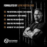 Outwork Nutrition comparación de tamaño del envase para planificar consumo