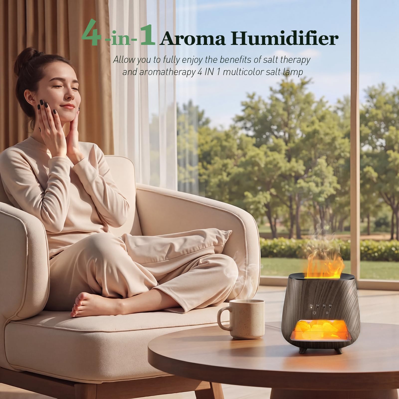 OUWEDW primer plano del cristal de sal del Himalaya como elemento decorativo natural
