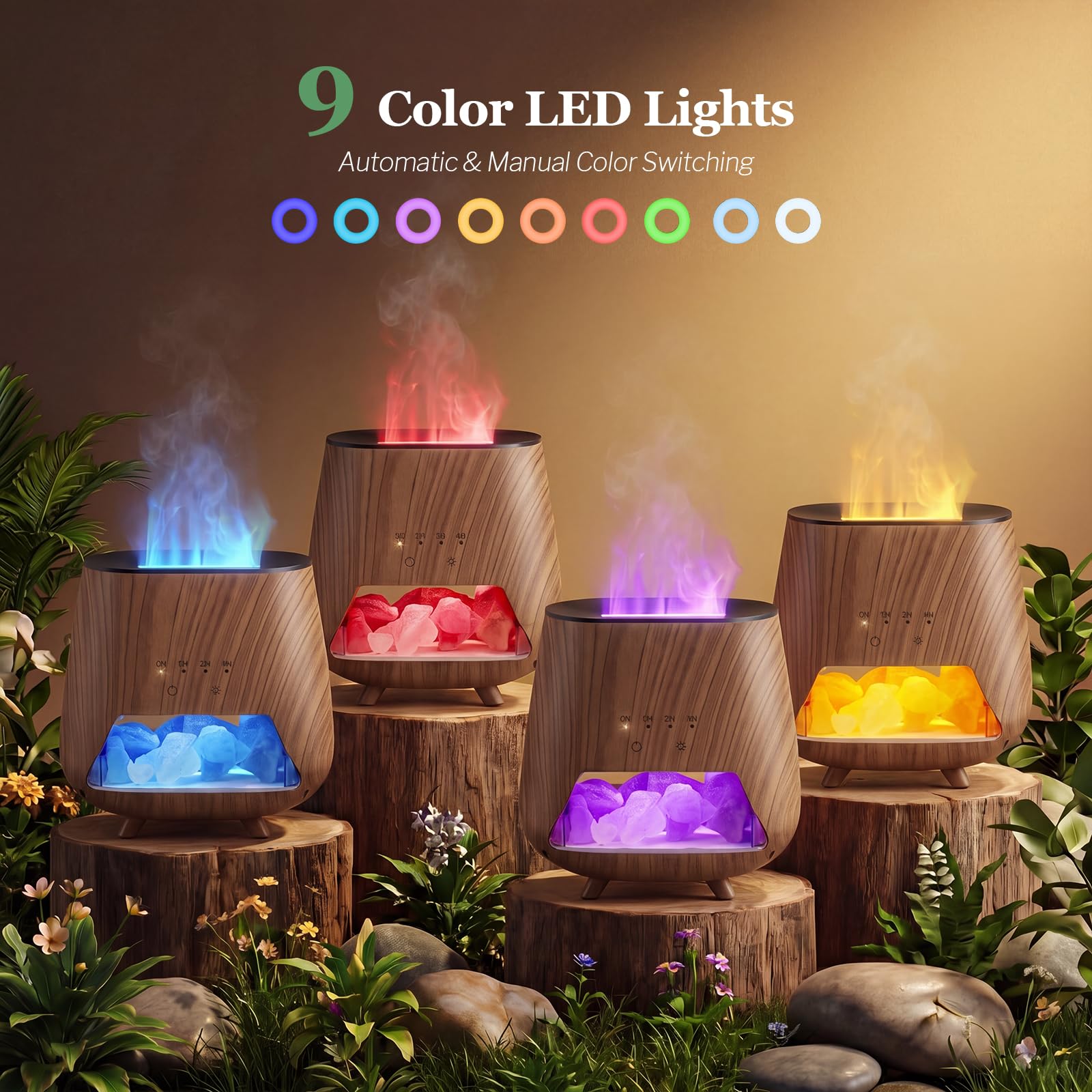 OUWEDW luces LED en nueve colores con efecto llama para ajustar ambiente
