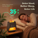 OUWEDW en dormitorio nocturno emitiendo niebla y luz tenue para dormir mejor