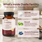 OVELLE FERTILITY primer plano de la textura de la cápsula, beneficio: aspecto vegetal y puro