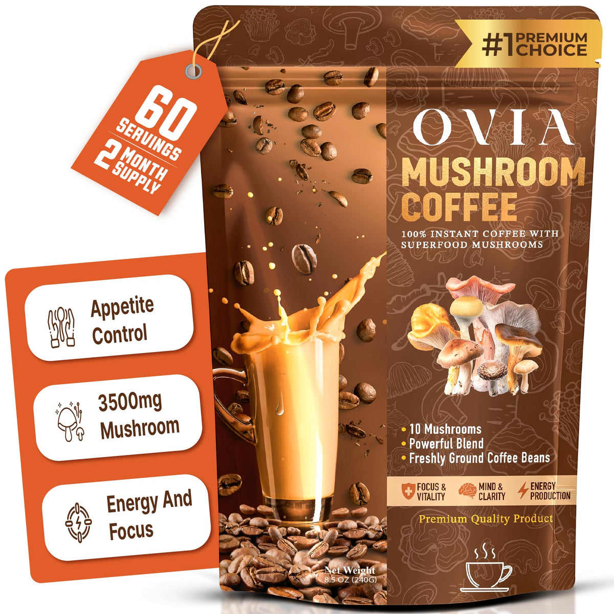 OVIA envase frontal mostrando el diseño y beneficios clave