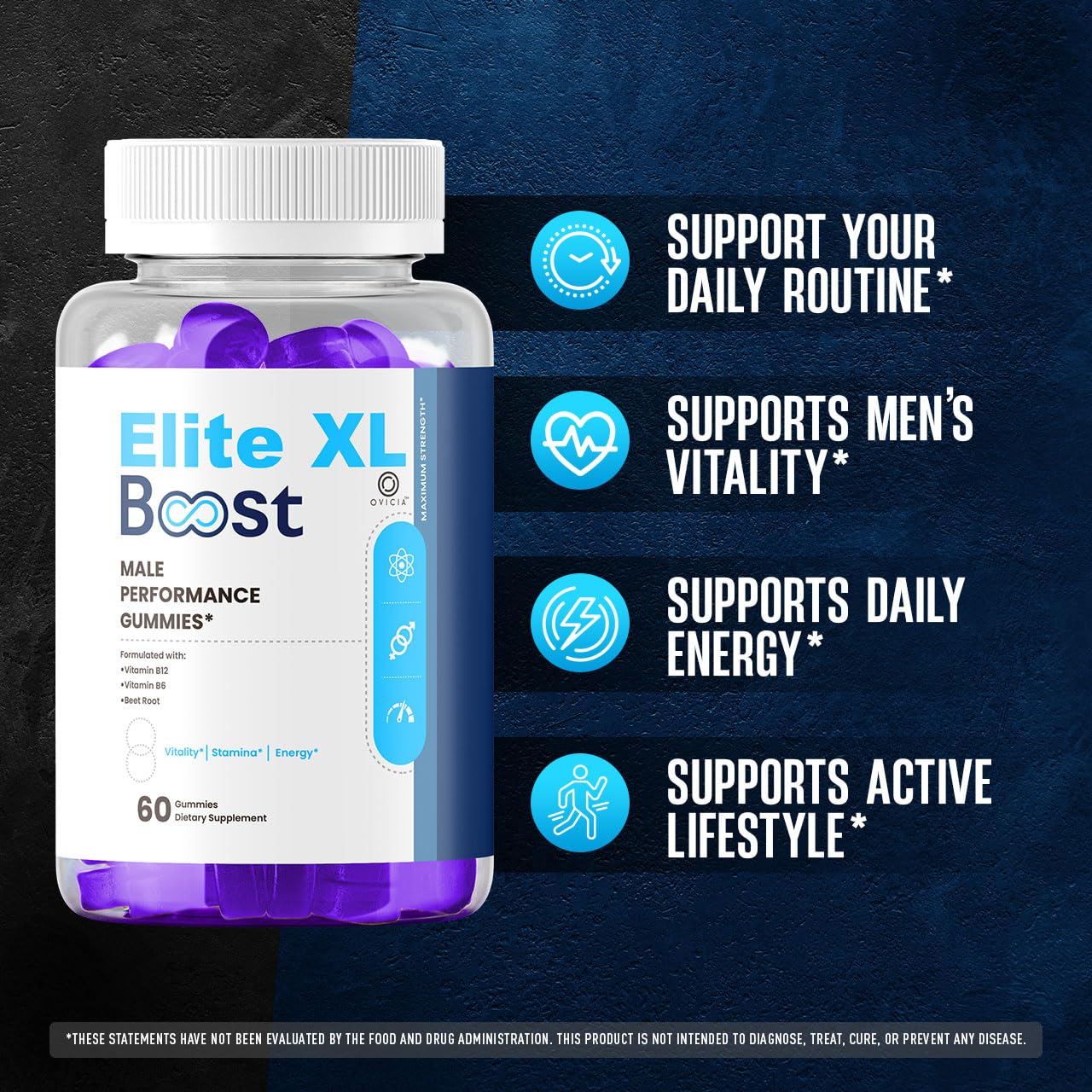 OVICIA mano abriendo el frasco de Elite XL Boost gomitas para uso diario