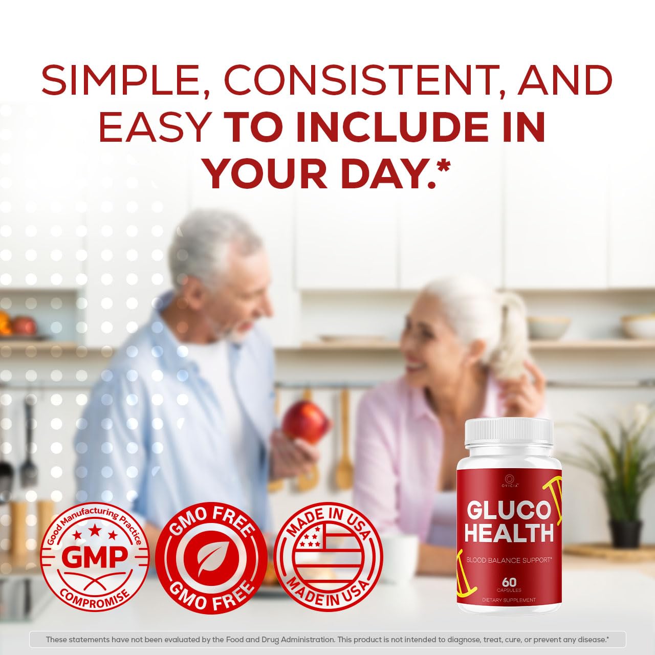 OVICIA envase Gluco Health lateral con etiqueta clara que muestra información y confianza