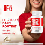 OVICIA Glyco Ultra cápsula en mano para apreciar tamaño y uso fácil