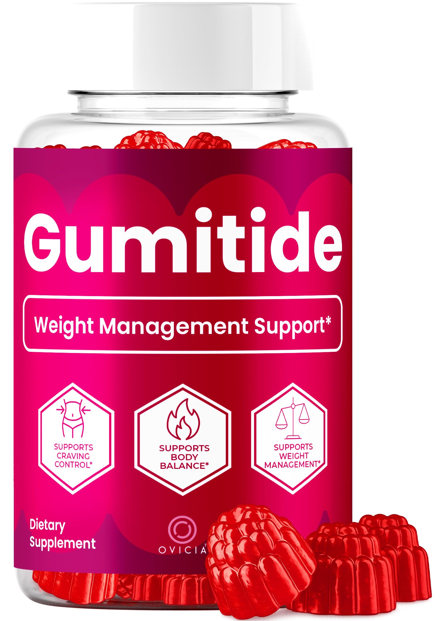 OVICIA Gumitide Gummies frontal mostrando el envase y beneficios visibles