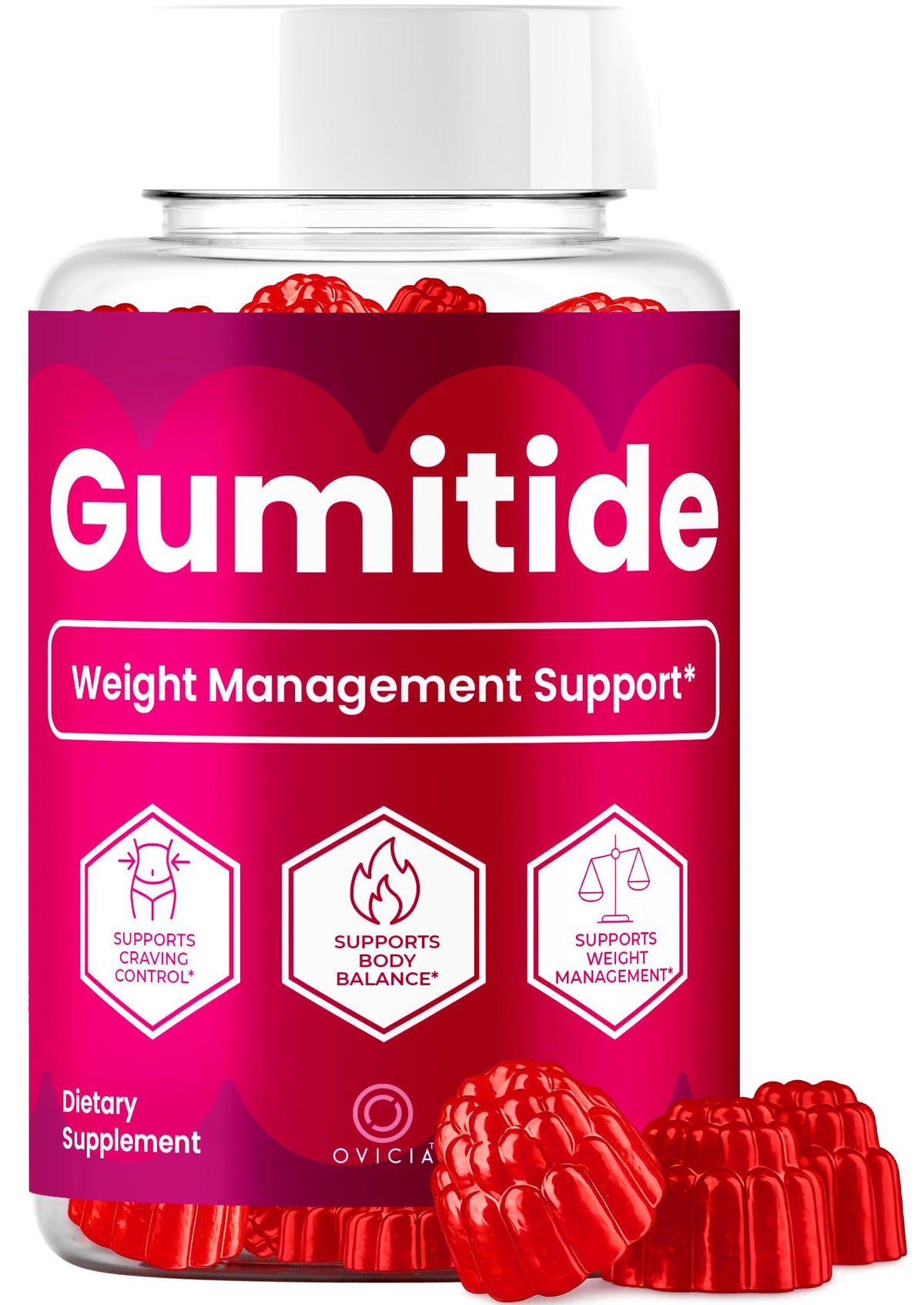 OVICIA Gumitide Gummies frontal mostrando el envase y beneficios visibles