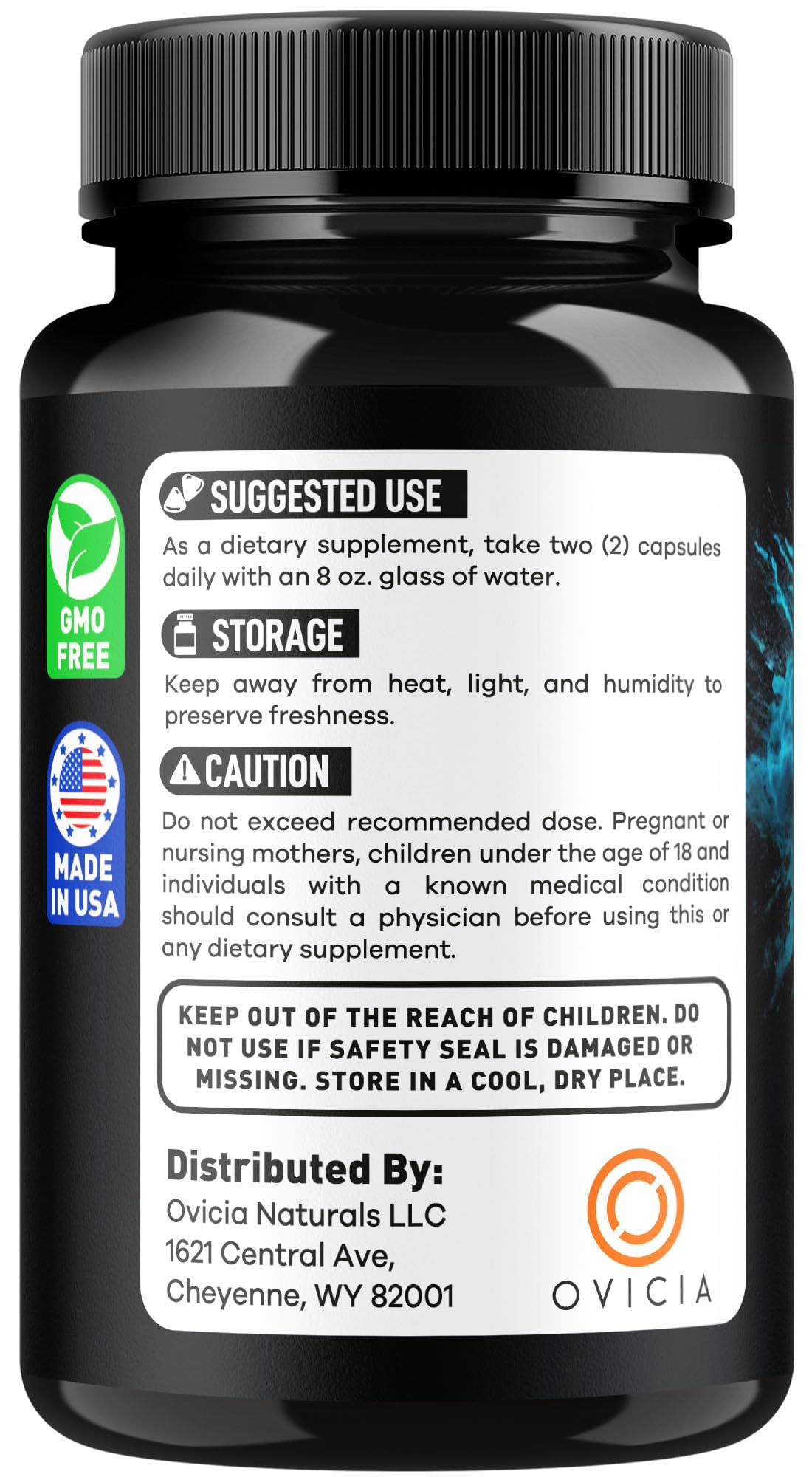OVICIA IQ Blast Plus etiqueta con lista de ingredientes para transparencia y confianza