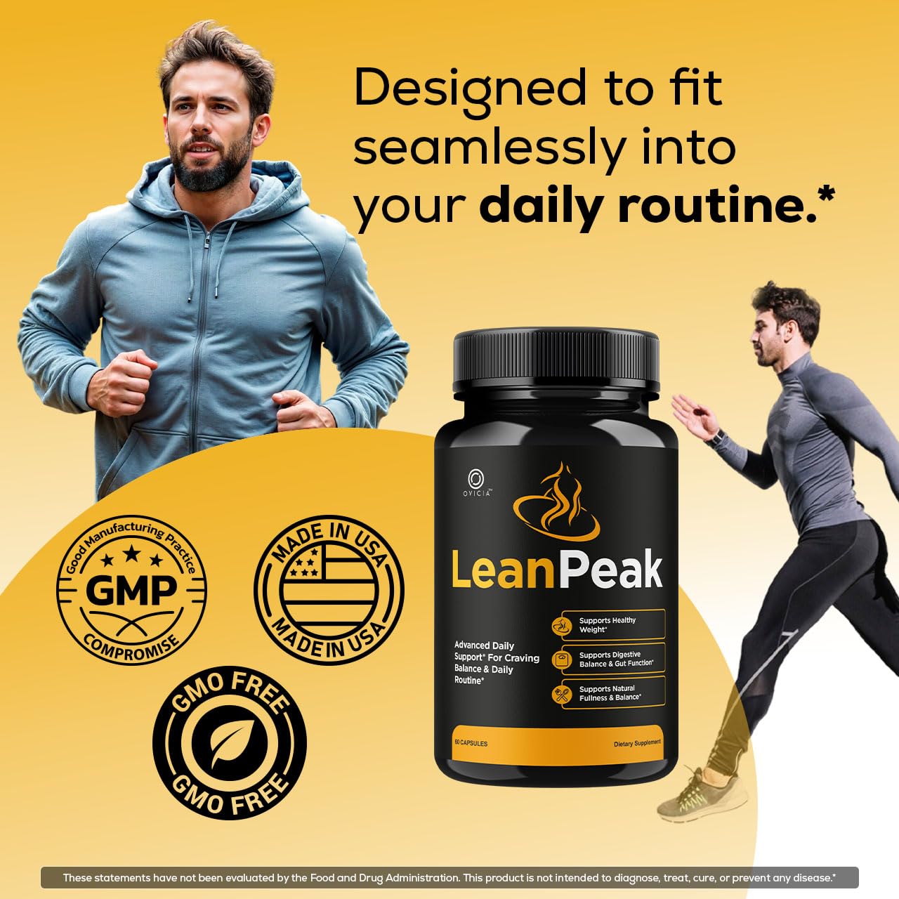 OVICIA Lean Peak comparación de tamaño junto a una mano para escala real