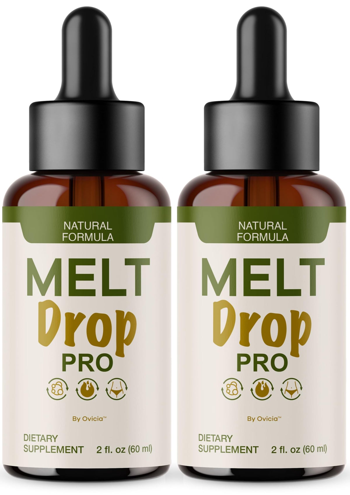 OVICIA Melt Drops Pro frente del envase muestra portabilidad y conveniencia