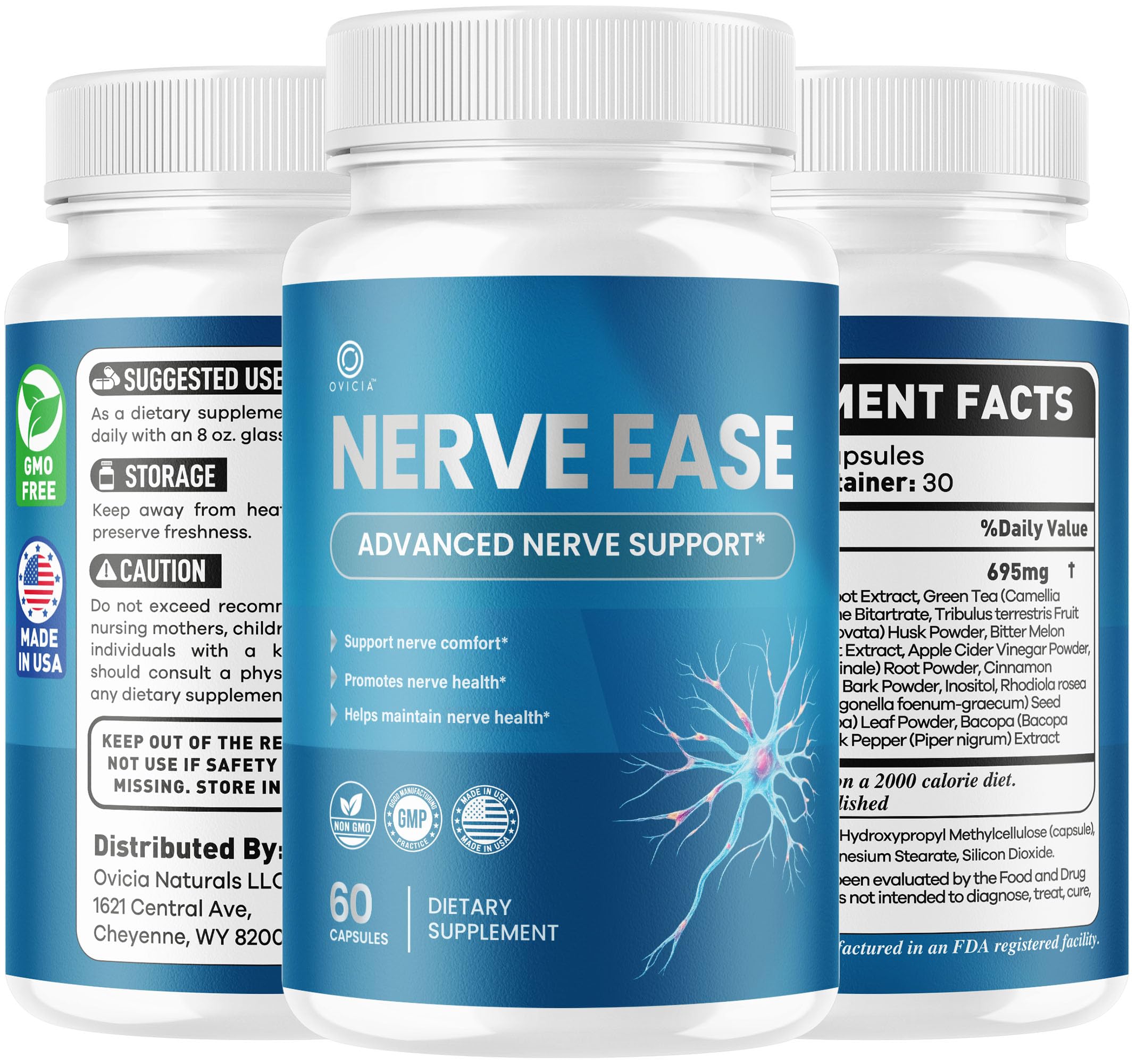 OVICIA frasco Nerve Ease en ambiente saludable para bienestar