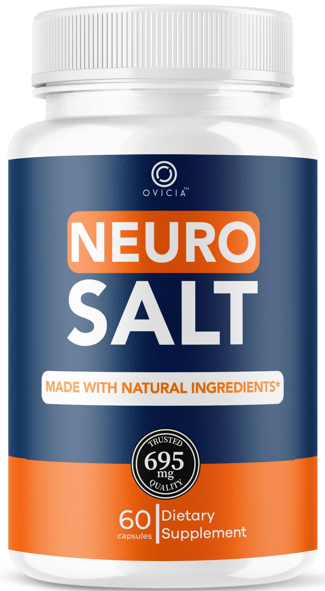 OVICIA frasco Neuro Salt frontal y claro, transmite confianza