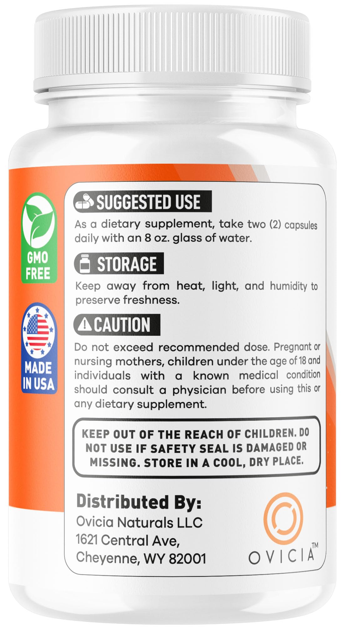 OVICIA NovaBiome etiqueta nutricional legible con ingredientes clave
