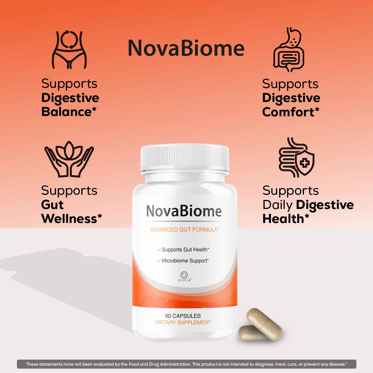 OVICIA NovaBiome ingredientes naturales en primer plano evidencia calidad