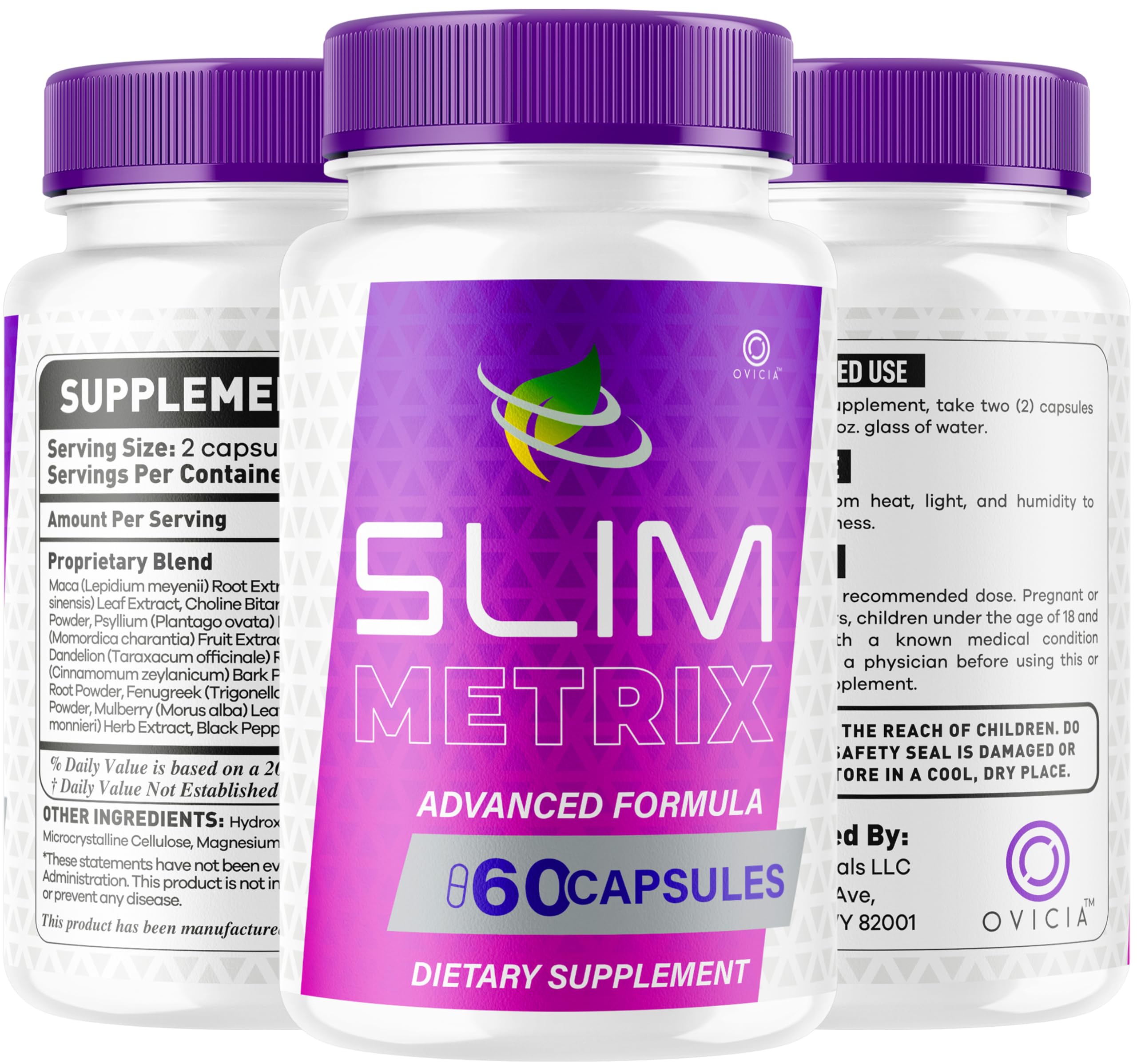 OVICIA Slim Metrix botella abierta mostrando cápsulas listas para uso diario