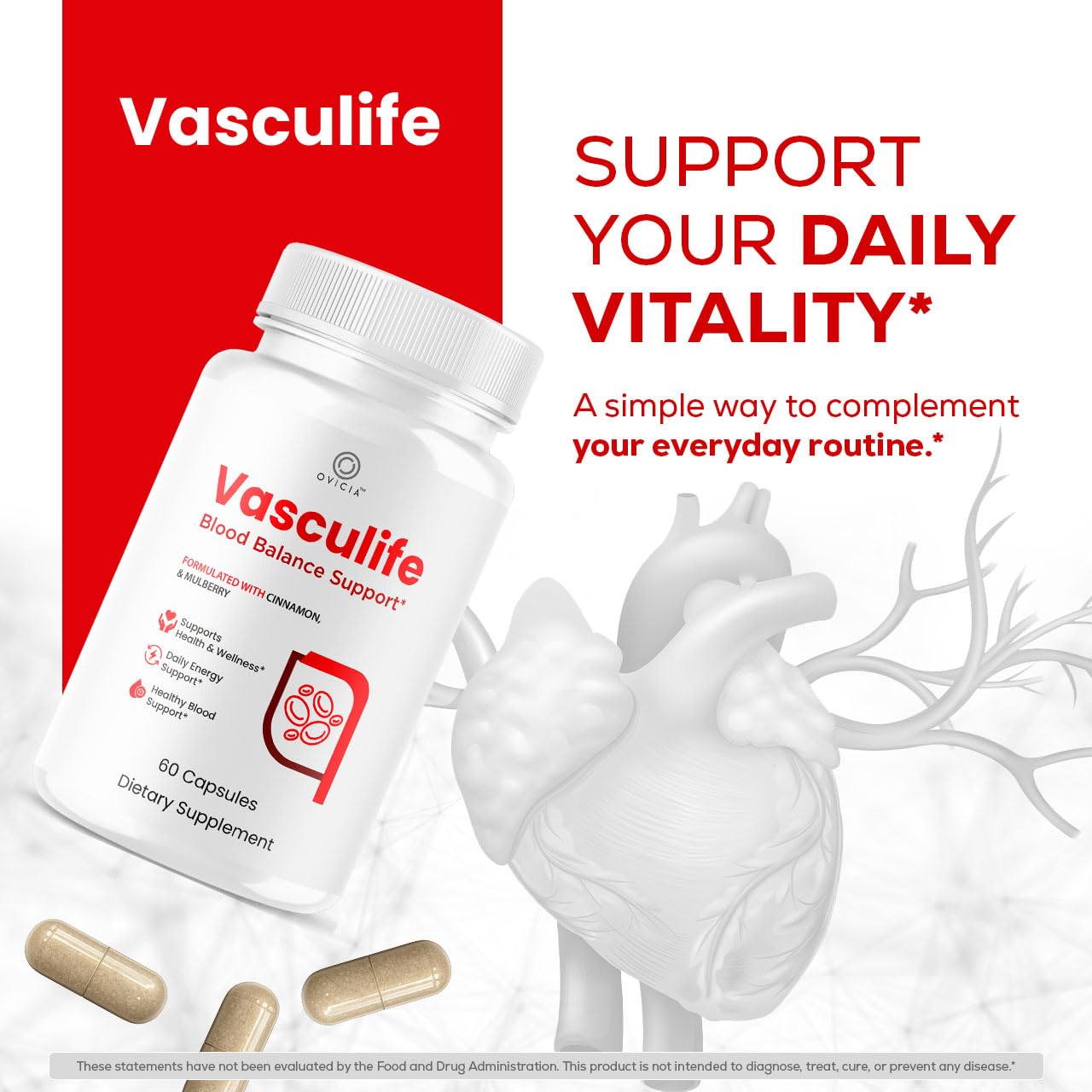 OVICIA Vasculife primer plano de cápsulas mostrando su acabado y pureza