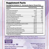 Ovie's Lab etiqueta nutricional en primer plano mostrando vitaminas y minerales