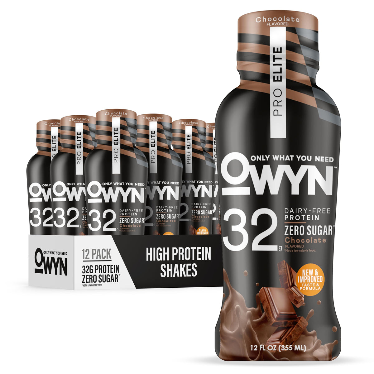 OWYN envase frontal Chocolate mostrando etiqueta y beneficios nutricionales