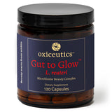 oxiceutics envase frontal Gut to Glow mostrando marca y mezcla probiótica