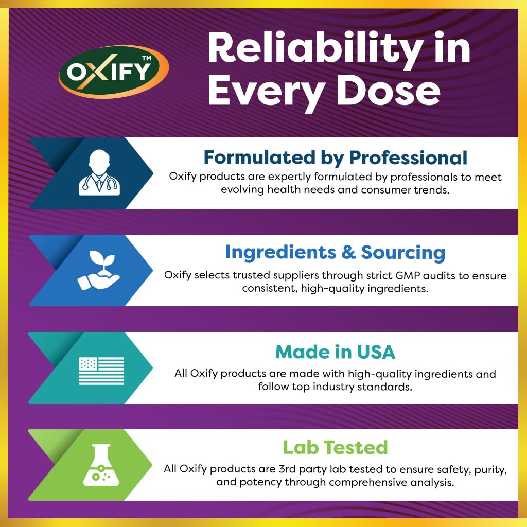 Oxify tabletas sobre superficie mostrando cantidad y formato conveniente