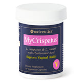 Oxyceutics MyCrispatus frente del empaque mostrando la marca y beneficios clave