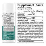 OxyEnergy etiqueta con lista de ingredientes clave y TFU