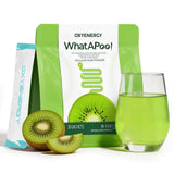 OxyEnergy empaque frontal mostrando sobres individuales y sabor kiwi, práctico para viajar