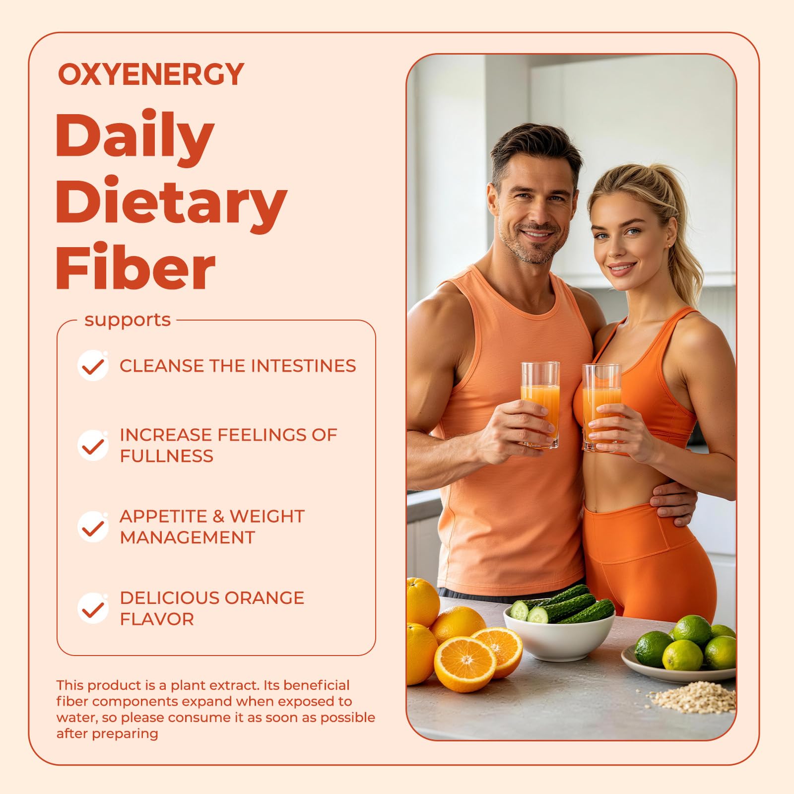 OxyEnergy ingredientes vegetales como avena y cítricos, aporte natural
