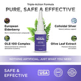 Oxygen Nutrition TriGuard Plus ingredientes saúco y hoja de olivo con plata coloidal visualizada