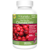 Pacran Cranberry vista frontal del envase mostrando 140 cápsulas y organizador, conveniente