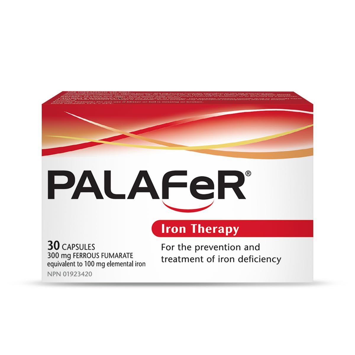 Palafer envase frontal mostrando la marca y concentración de hierro