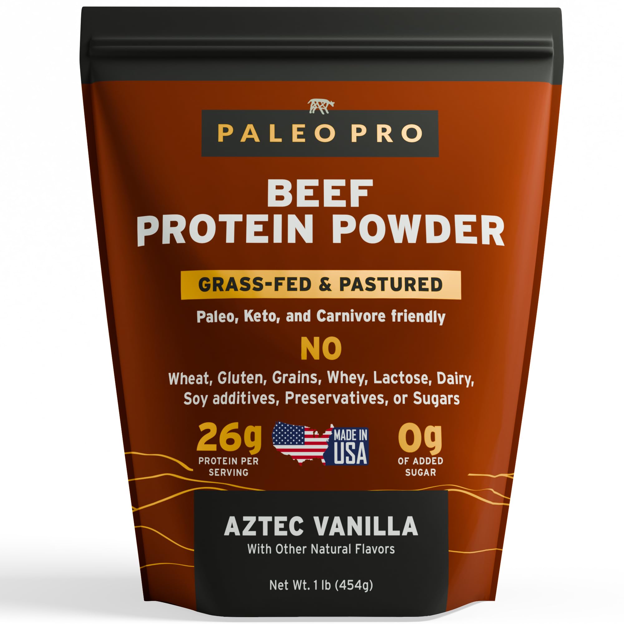 Paleo Pro envase frontal sabor vainilla mostrando diseño y beneficio proteína limpia