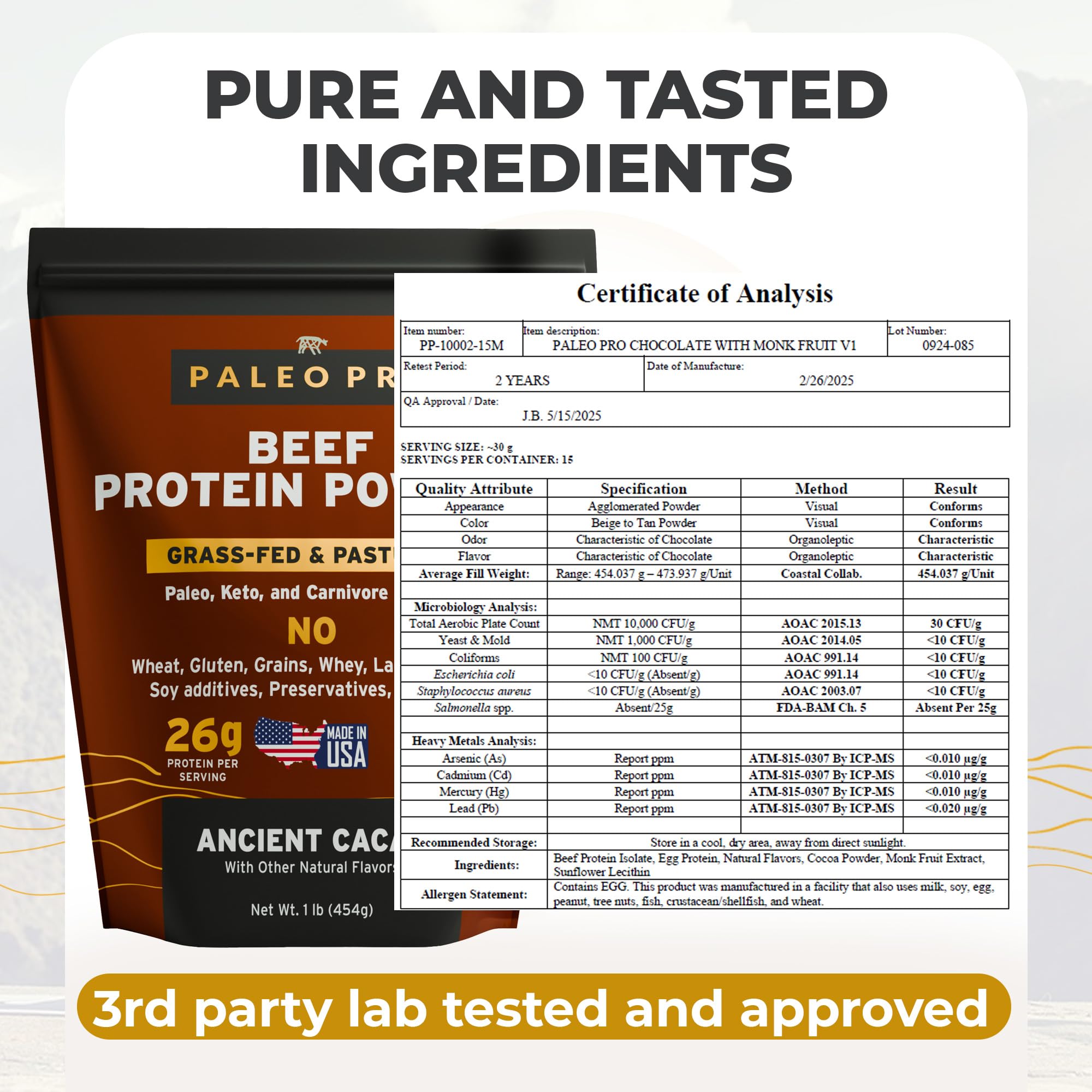 Paleo Pro textura del polvo cacao detalle que facilita mezcla en batidos