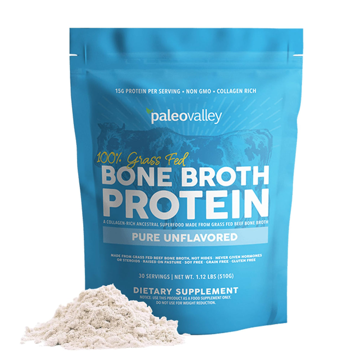 Paleovalley empaque frontal mostrando colágeno puro y beneficios