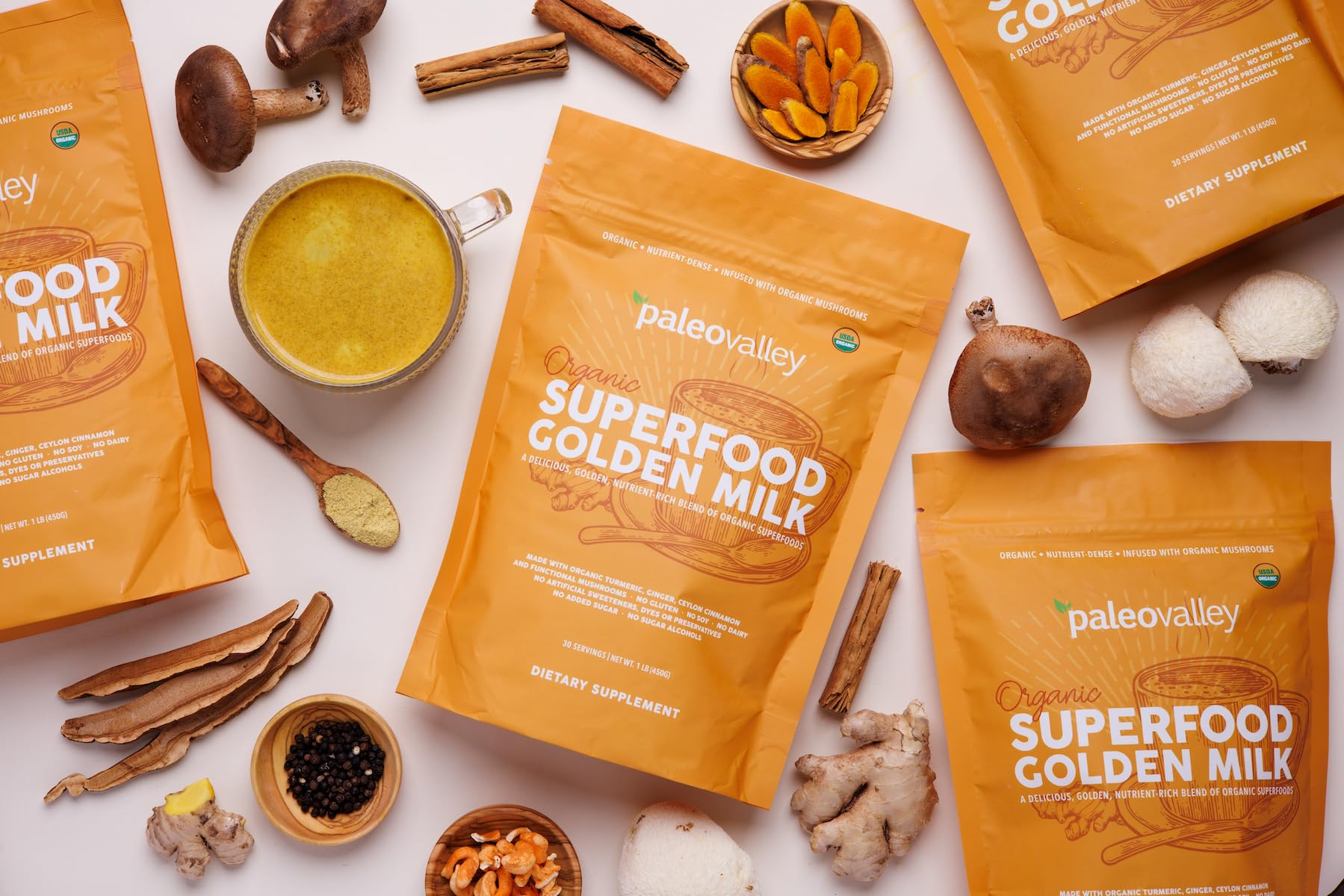 Paleovalley ingredientes orgánicos dispuestos destacando calidad pura