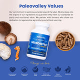 Paleovalley etiqueta con lista de ingredientes y certificaciones de calidad