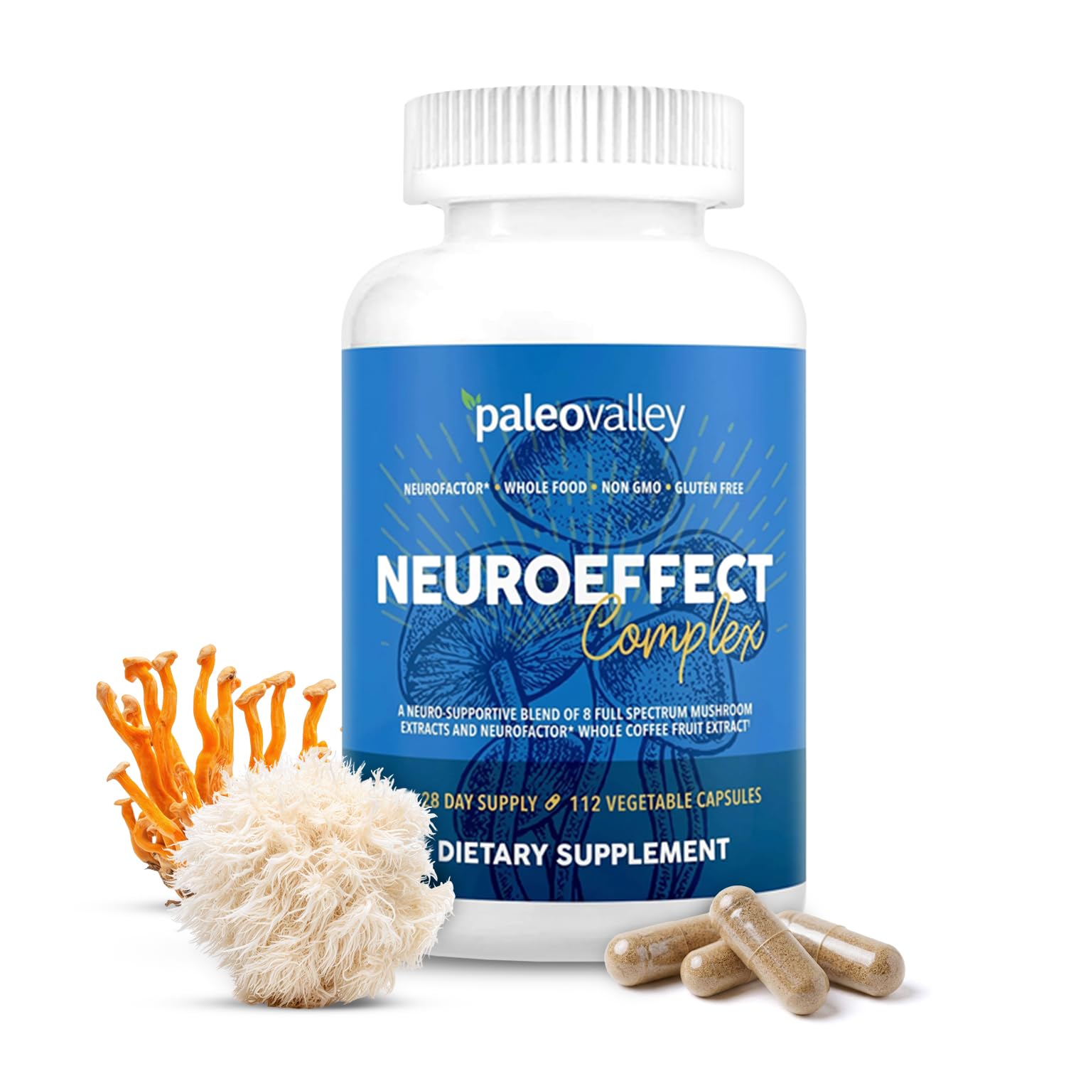 Paleovalley envase frontal mostrando suplemento NeuroEffect y claridad en ingredientes